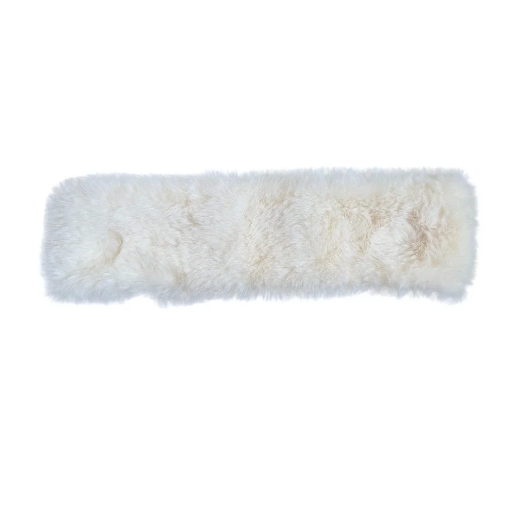 Mad Hatter Faux Fur Headband Cream Off White Winter Ear‎ Warmer Elastic Back